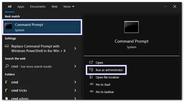 Futtassa a parancssort rendszergazdaként