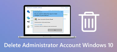 Elimina l'account amministratore Windows 10