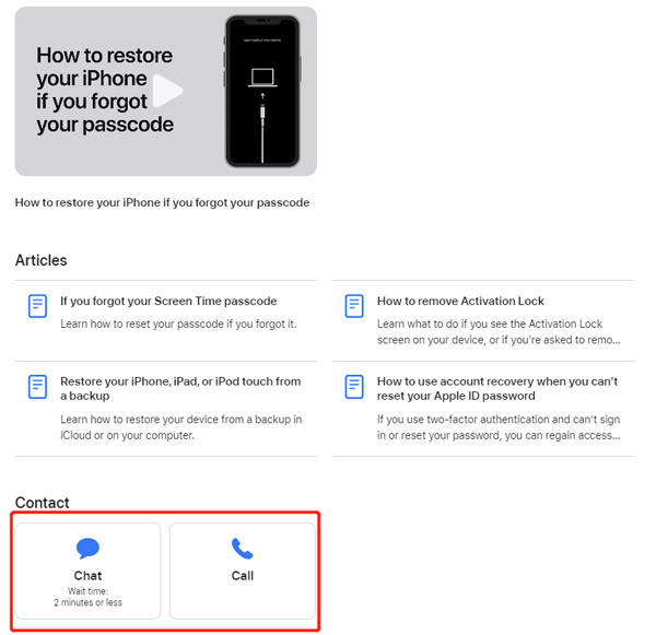 iPhone 被禁用時聯繫 Apple 支持