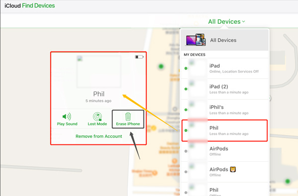 ลบ iPhone เพื่อปลดล็อกโดยใช้ Find My