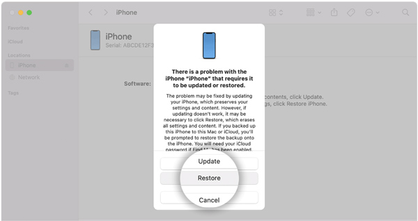 iTunes Factory Reset iPhone في وضع الاسترداد