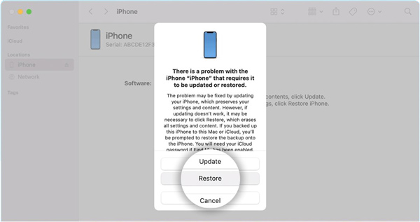 Restore iPhone Finder