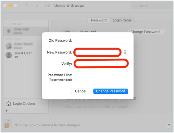 Cambia la password di accesso su Macbook