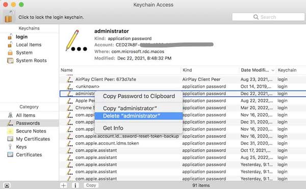 Elimina password Mac