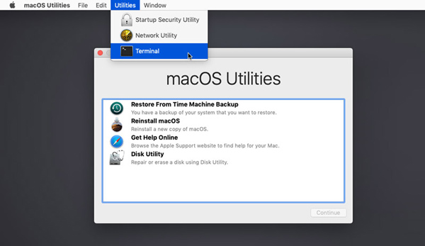Mac Recovery Mode Open MacOS Terminal