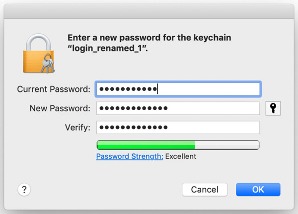 Nytt lösenord för nyckelring Mac