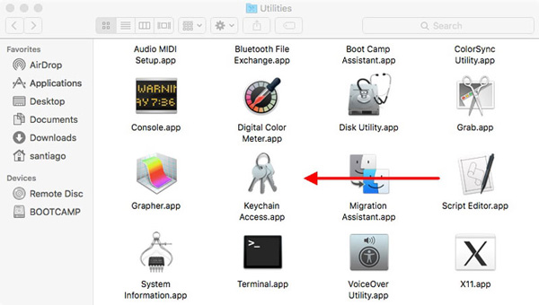 Abrir acceso a llaveros en Mac