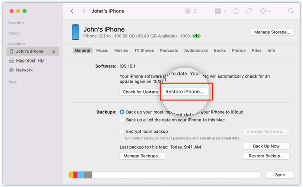 Pulihkan iPhone Mac Finder