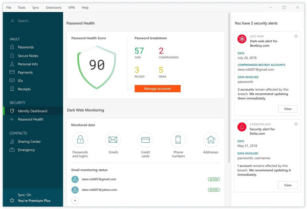 Tangkapan Layar Dashlane