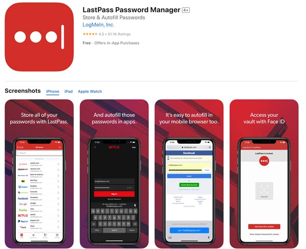 برنامج إدارة كلمات المرور Lastpass للآيفون