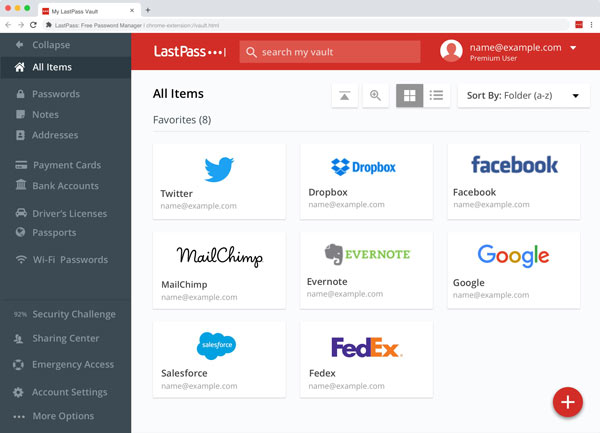 LastPass snimak zaslona