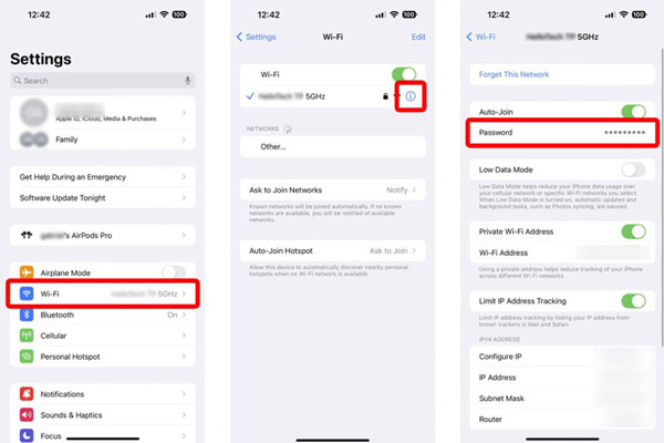 Visionneuse de mots de passe Wifi intégrée pour iPhone iOS 16