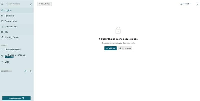 Dashlane Main Interface