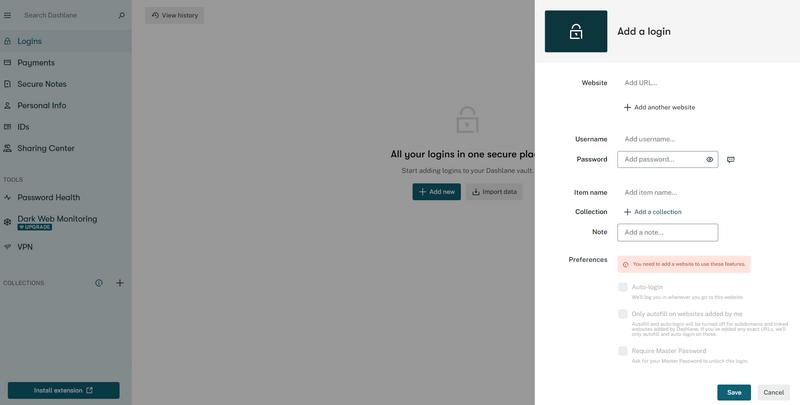 Giao diện vận hành Dashlane