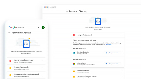 Google पासवर्ड मैनेजर सुरक्षा जांच