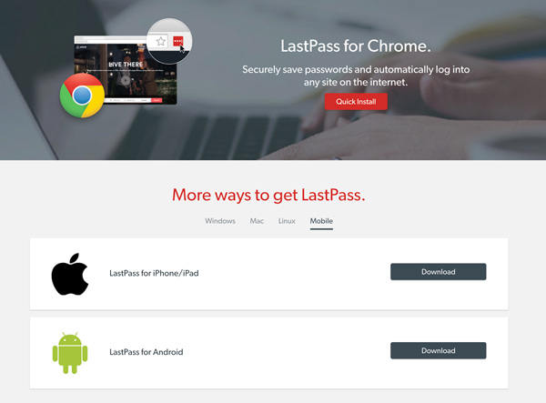 Download do gerenciador de senhas LastPass
