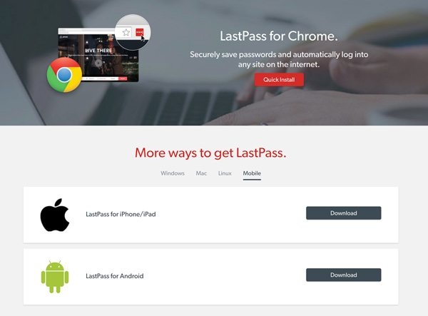 Scarica il gestore password LastPass