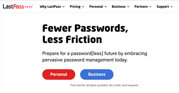 Site du gestionnaire de mots de passe LastPass