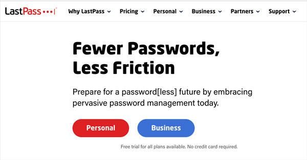 موقع إدارة كلمات المرور LastPass