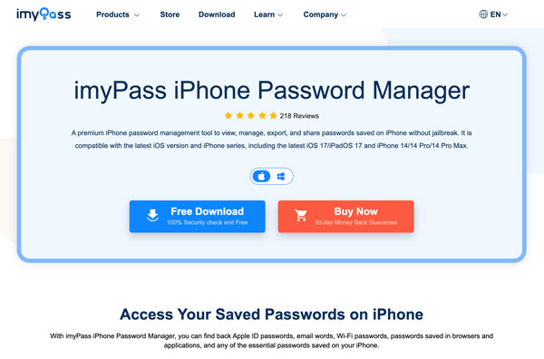 Лучший просмотрщик паролей электронной почты iPhone imyPass