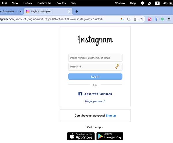 Instagram Forgotten Password