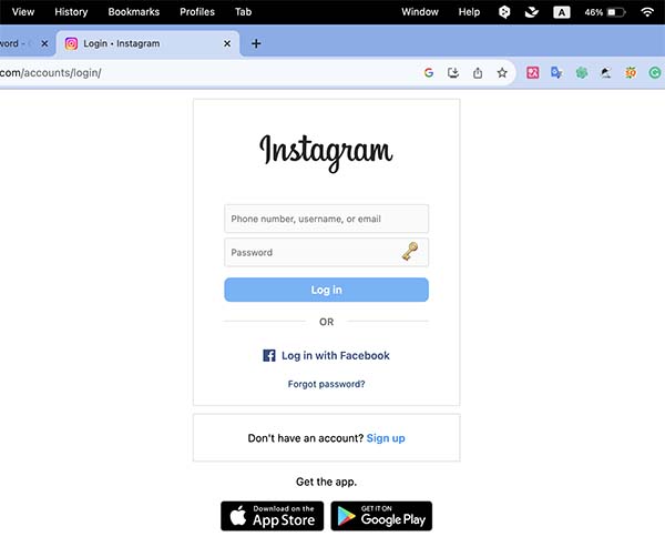 Accedi a Instagram con Facebook