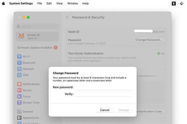 Reset Apple ID Password on Mac