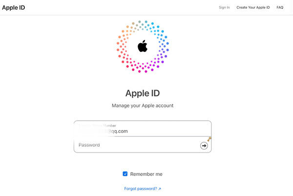 Tilbakestill Apple ID-passord online
