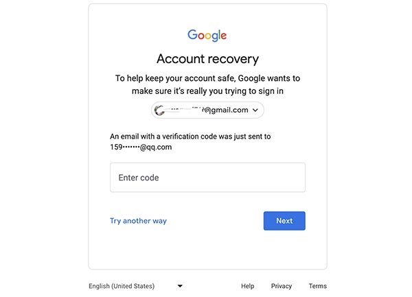 本人確認による Gmail のリセット