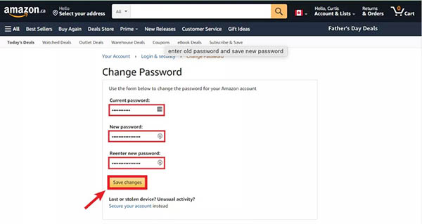 Ubah Kata Sandi Amazon di Desktop