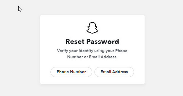 Reimposta l'interfaccia della password Snapchat