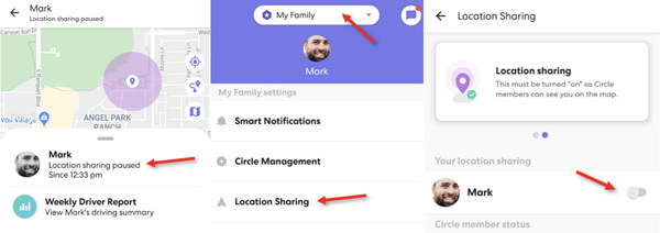 Zastavte sdílení polohy Life360