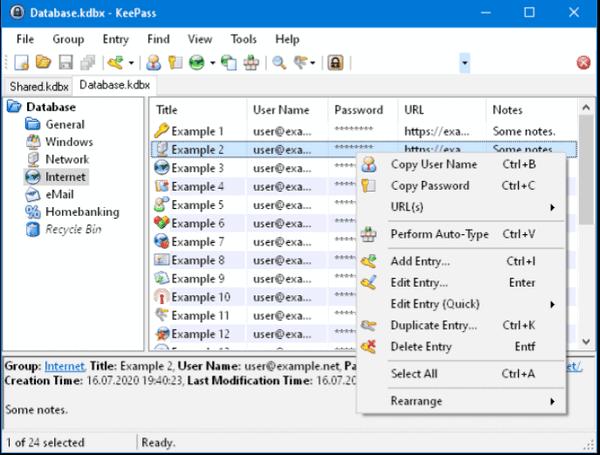 A KeePass jelszókezelő