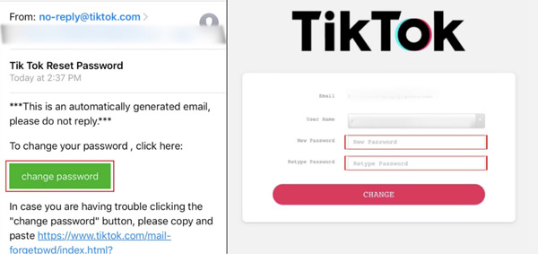 TikTok パスワードの変更