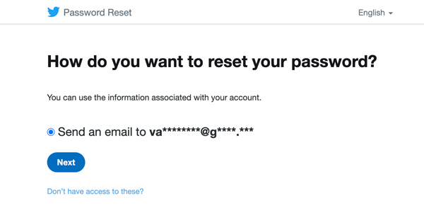 Reimpostazione della password di Twitter Come ricevere