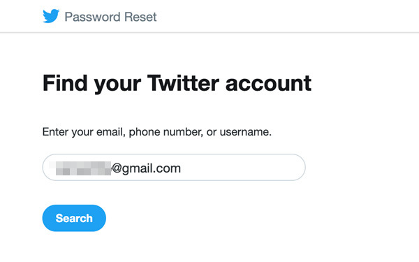 Twitter 密碼重置搜索