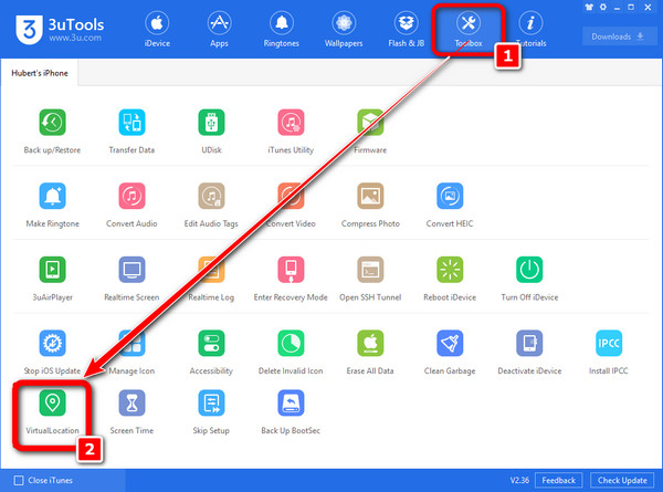 3uTools ツールボックスの場所