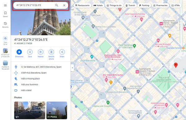 Find Location by Coordinates in Google Maps