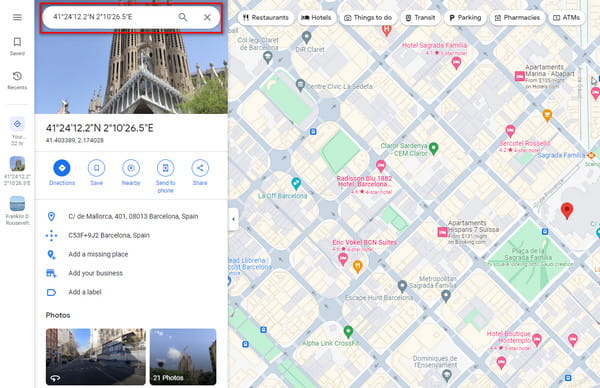 Trova la posizione tramite le coordinate in Google Maps