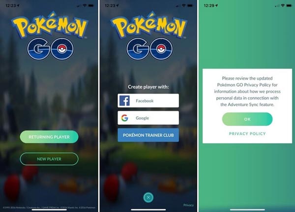 Accesso all'account Pokémon Go