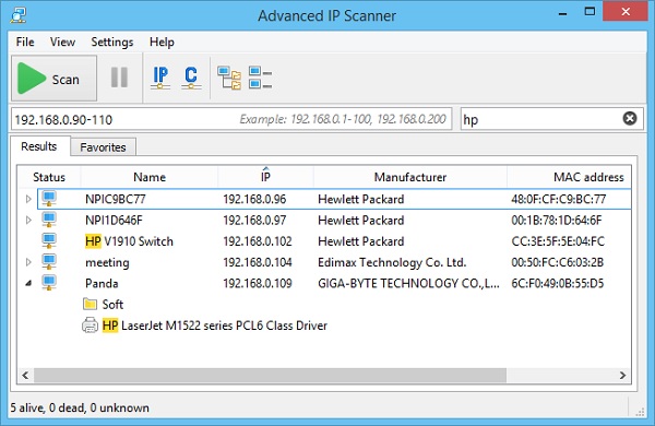 Advanced IP Scanner Interface