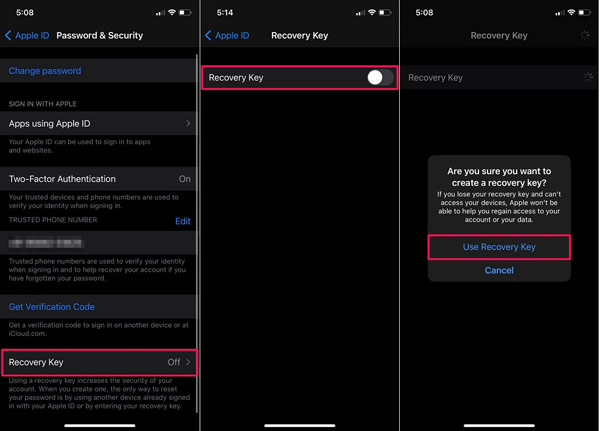 Create Apple ID Recovery Key