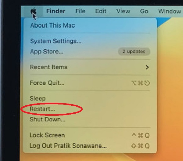 Redémarrer Mac