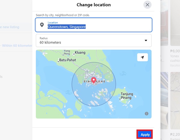 Cambiar la ubicación del mercado en el sitio de Facebook