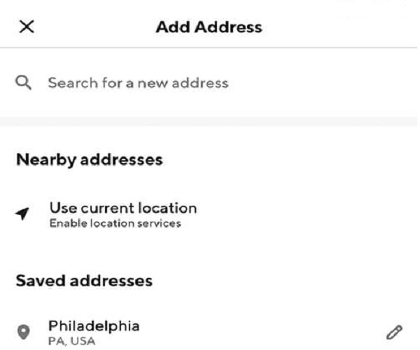 Doordash-adresmenu