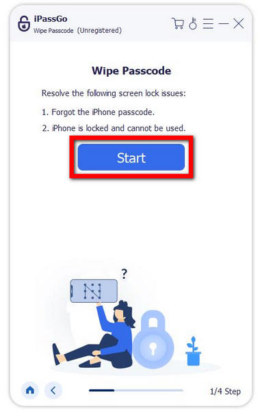 Conectați computerul iPhone Ștergeți codul de acces Start