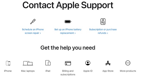 Entre em contato com o suporte da Apple