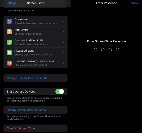 Disable Screen Time with Passcode