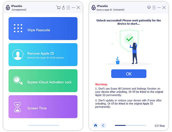 Eliminar ID de Apple con éxito