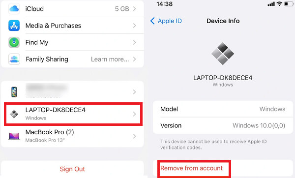 Remove Device iPhone and iPad